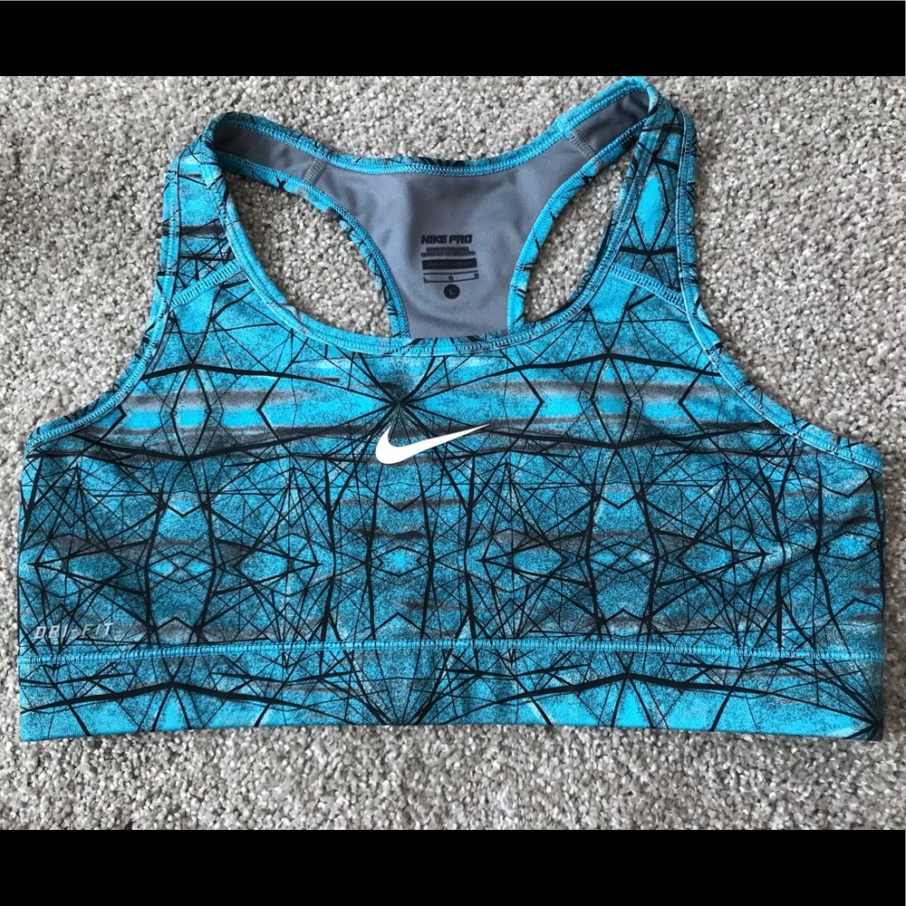 Nike Pro Dri-Fit Sports Bra - Turquoise/Black - Large